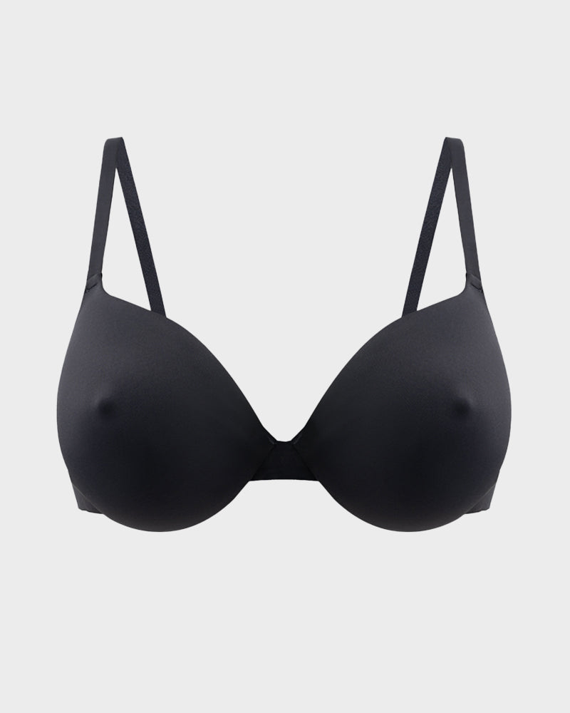 Nipple Detail Push-Up Bra - Coffee