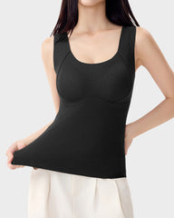 Knit Ribbed Built-In Bra Thickened Thermal Tank Top