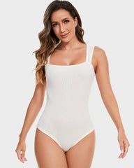 SheCurve® Ribbed Strappy Square Neck Shaping Bodysuits