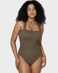 SheCurve® Ribbed Strappy Square Neck Shaping Bodysuits