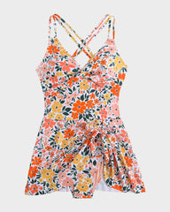 Knot Hem Ruched One-Piece Swim Dress