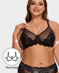 SheCurve® Full Coverage Lace Black Minimizer Bra