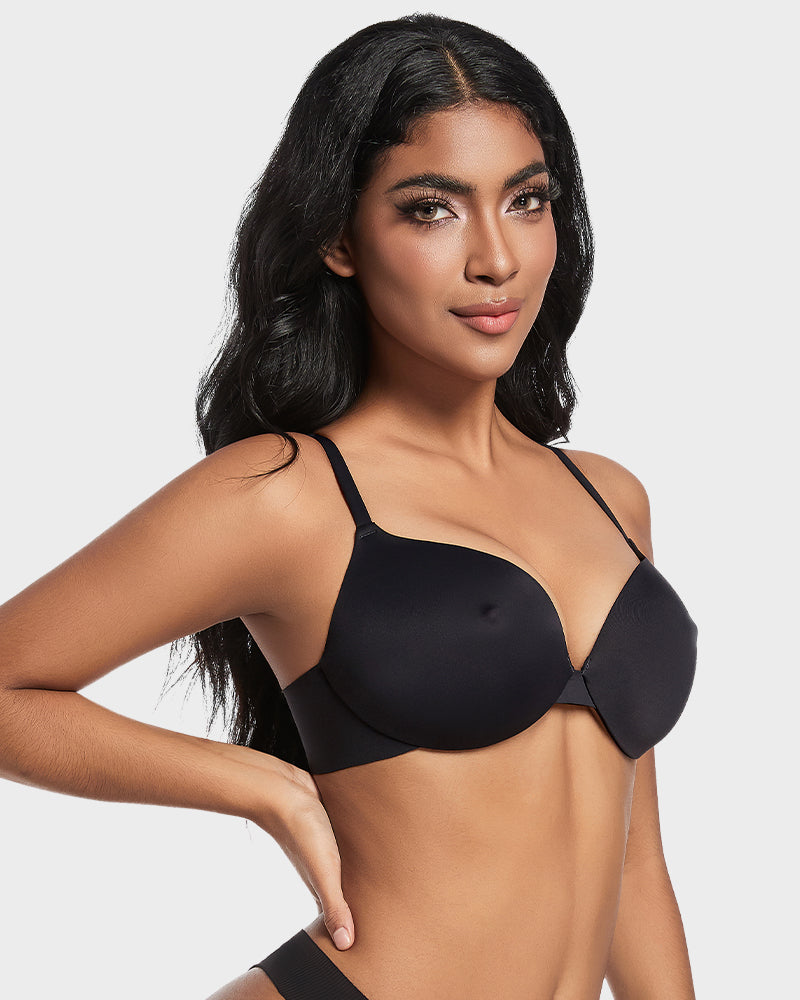 Nipple Detail Push-Up Bra - Coffee