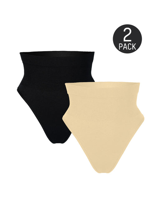 Mid-Waist Tummy Control Thong Panty (2 Pack)