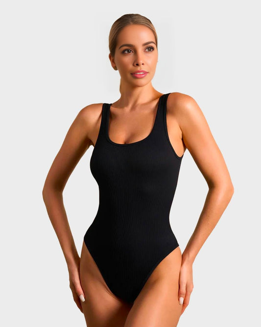 SheCurve® Wide Strap Backless Thong Bodysuit