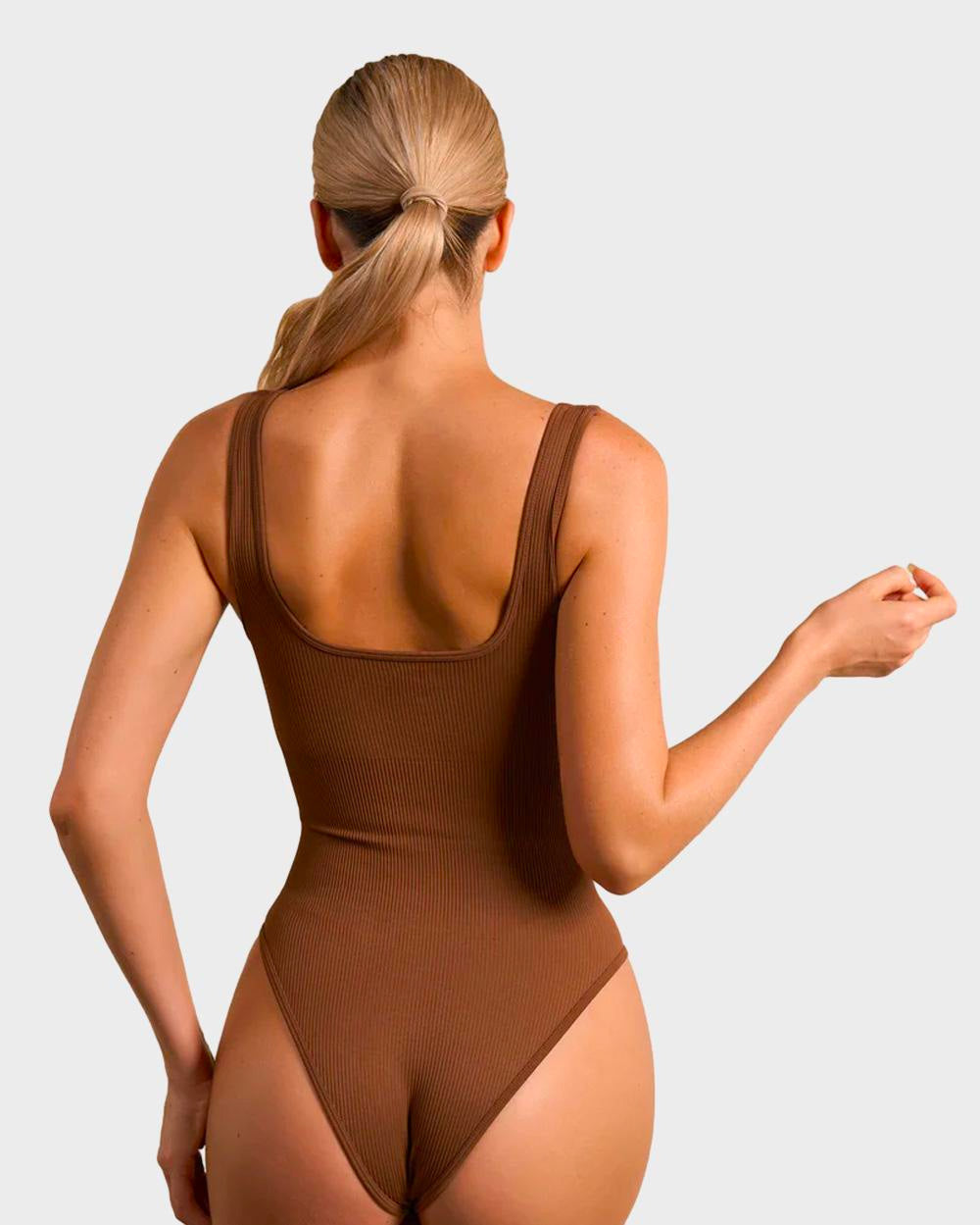 SheCurve® Wide Strap Backless Thong Bodysuit