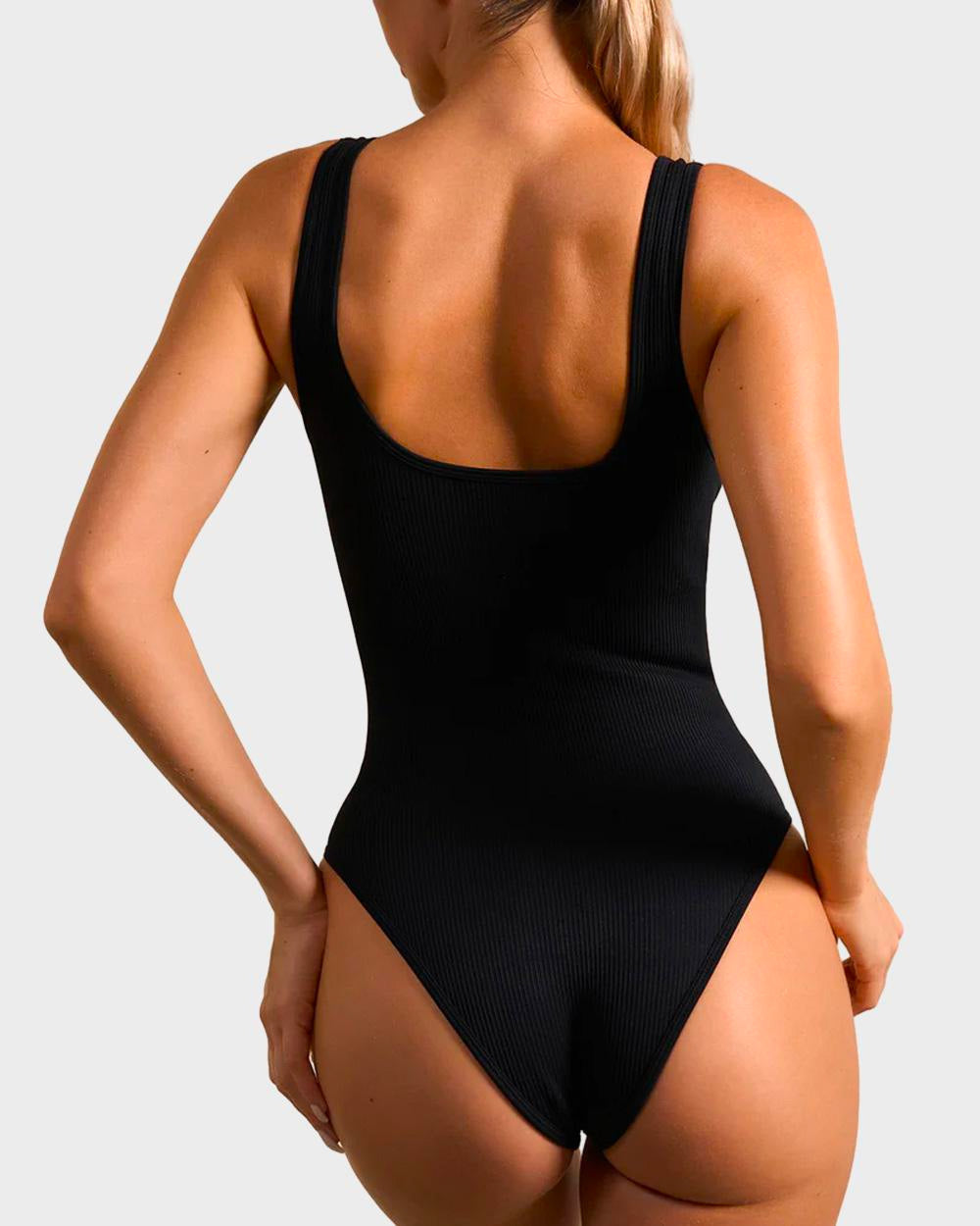 SheCurve® Wide Strap Backless Thong Bodysuit