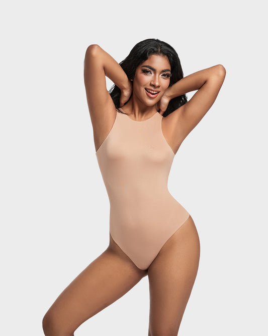 SheCurve®Seamless Sculpt Sleeveless Halter Neck Thong Bodysuit