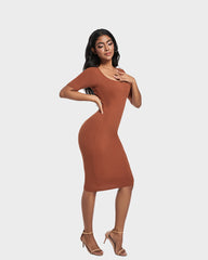 SheCurve®Built-In Shapewear Short Sleeve Square Neck Dress