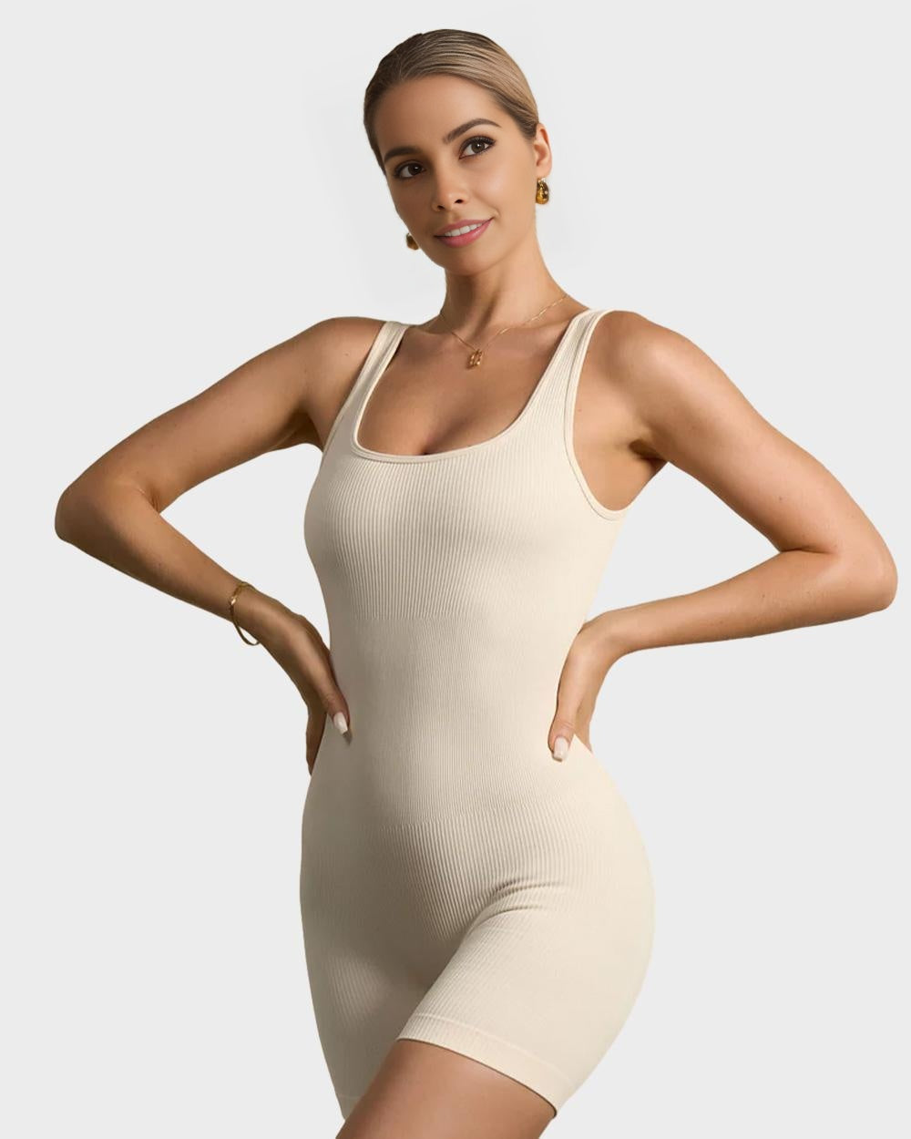 SheCurve® Ribbed Sleeveless Sport Bodysuit