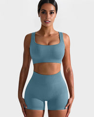 SheCurve® Seamless Ribbed Sports Bra Set