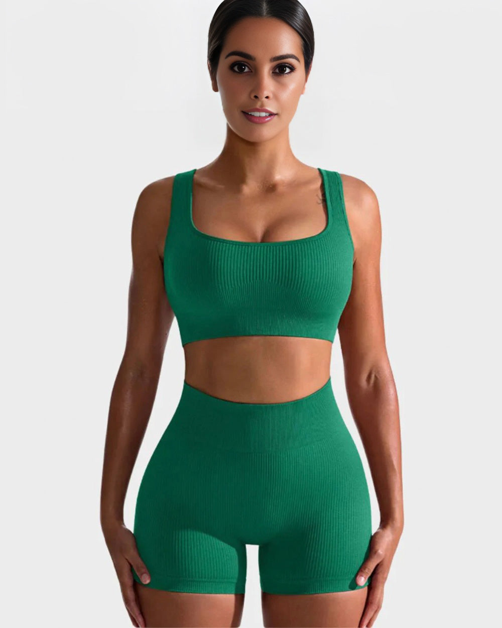 SheCurve® Seamless Ribbed Sports Bra Set