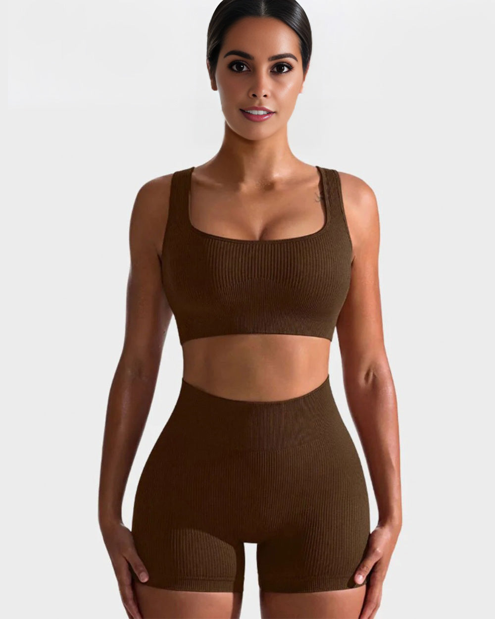 SheCurve® Seamless Ribbed Sports Bra Set