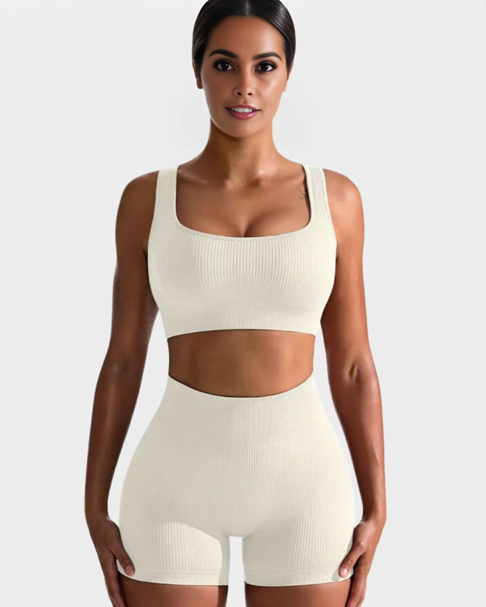 SheCurve® Seamless Ribbed Sports Bra Set