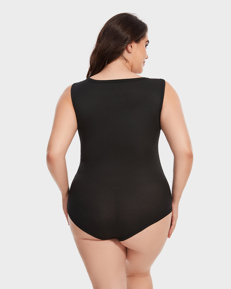 SheCurve® Ribbed Strappy Square Neck Bodysuits