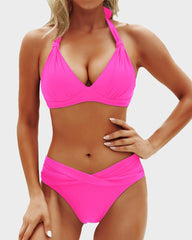 Vintage Halter Neck Bikini Swimsuit Set