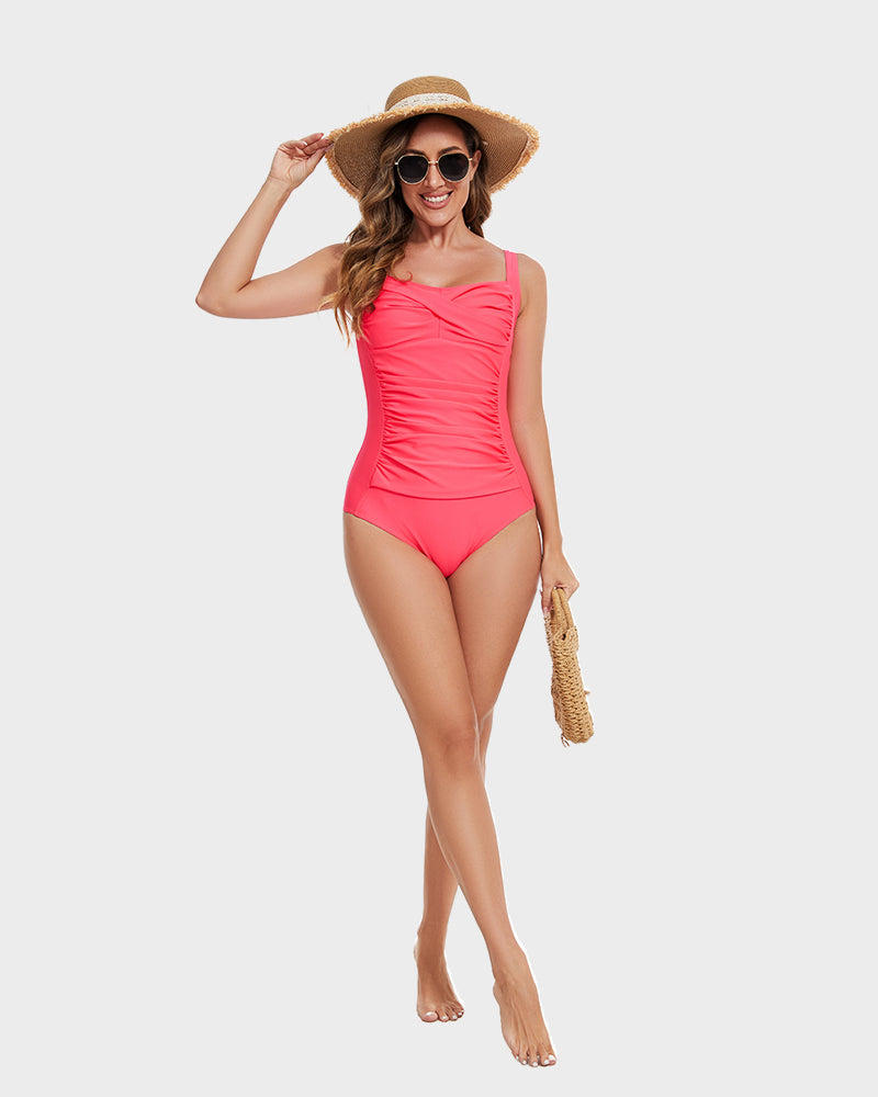 Chic Solid Color Backless Halter One Piece Swimsuit Triangle Monokini