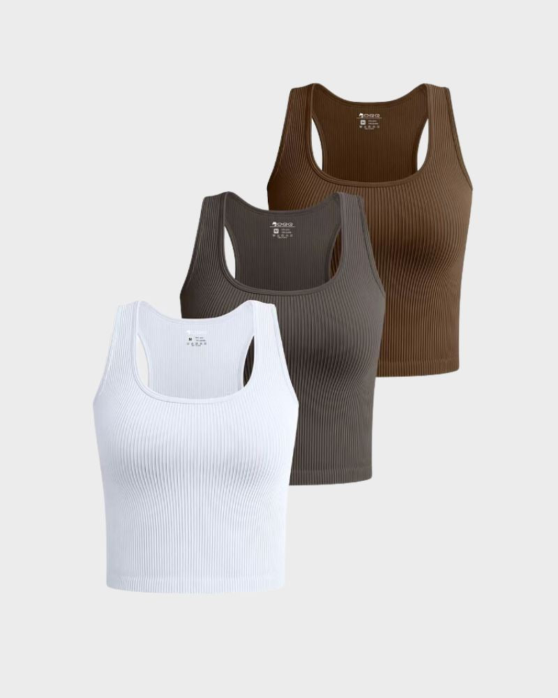 SheCurve® Ribbed Seamless Racerback Crop Tops