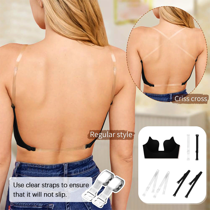 SheCurve® Low Back Secret Plunge Bra - Black+White (2 Pack)