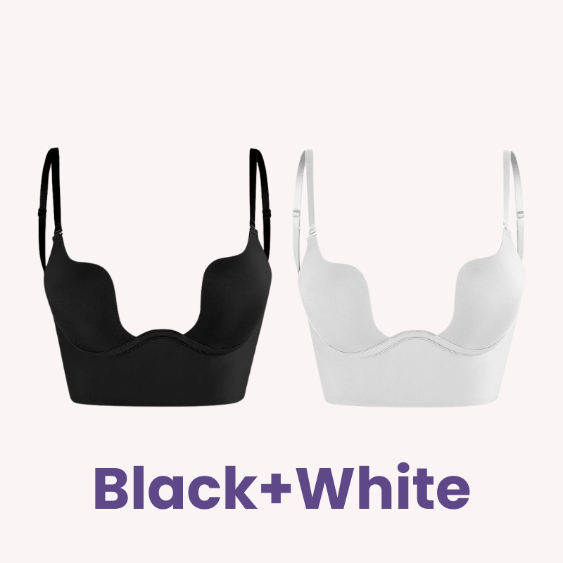 SheCurve® Low Back Secret Plunge Bra - Black+White (2 Pack)