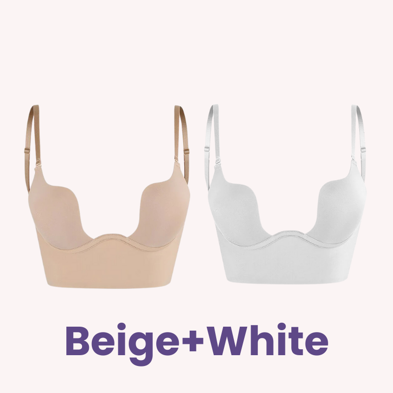 SheCurve® Low Back Secret Plunge Bra - Black+Beige+White (3 Pack)