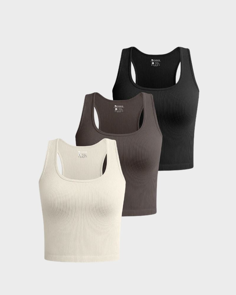 SheCurve® Ribbed Seamless Racerback Crop Tops