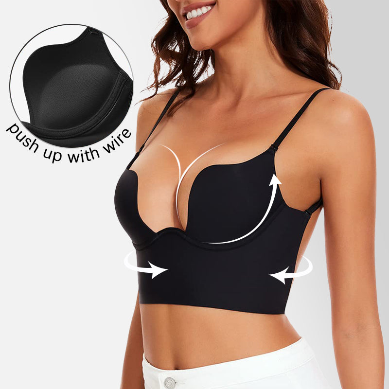 SheCurve® Low Back Secret Plunge Bra - Black+White (2 Pack)